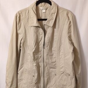 Christopher & Banks Light Beige Zip-Front Utility Jacket